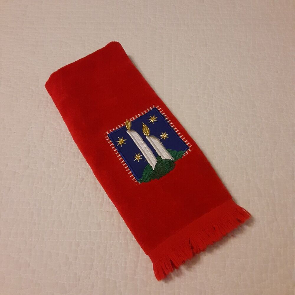 Christmas Hand Towel Candles Fringed
